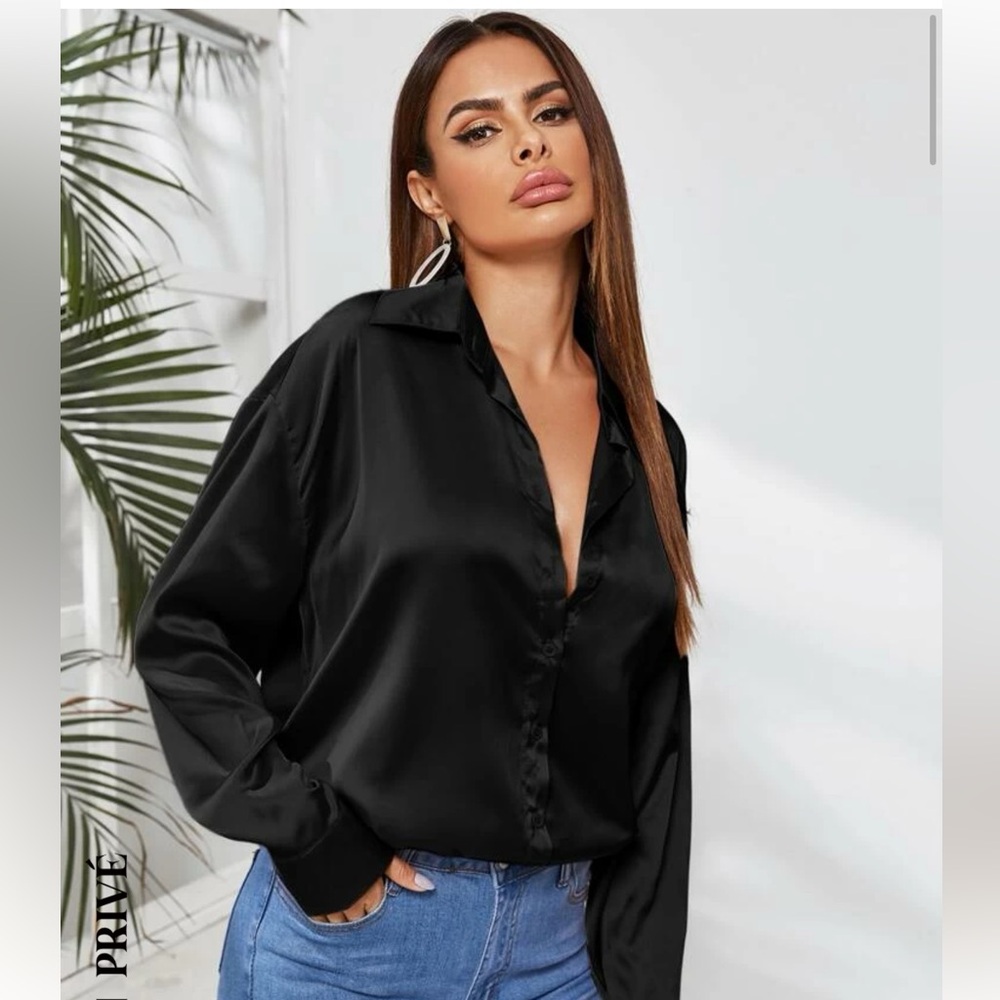 Shein Silk Button Down